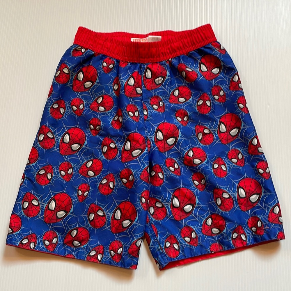 Marvel Spider-Man red, white and blue swim trunks, boys size medium